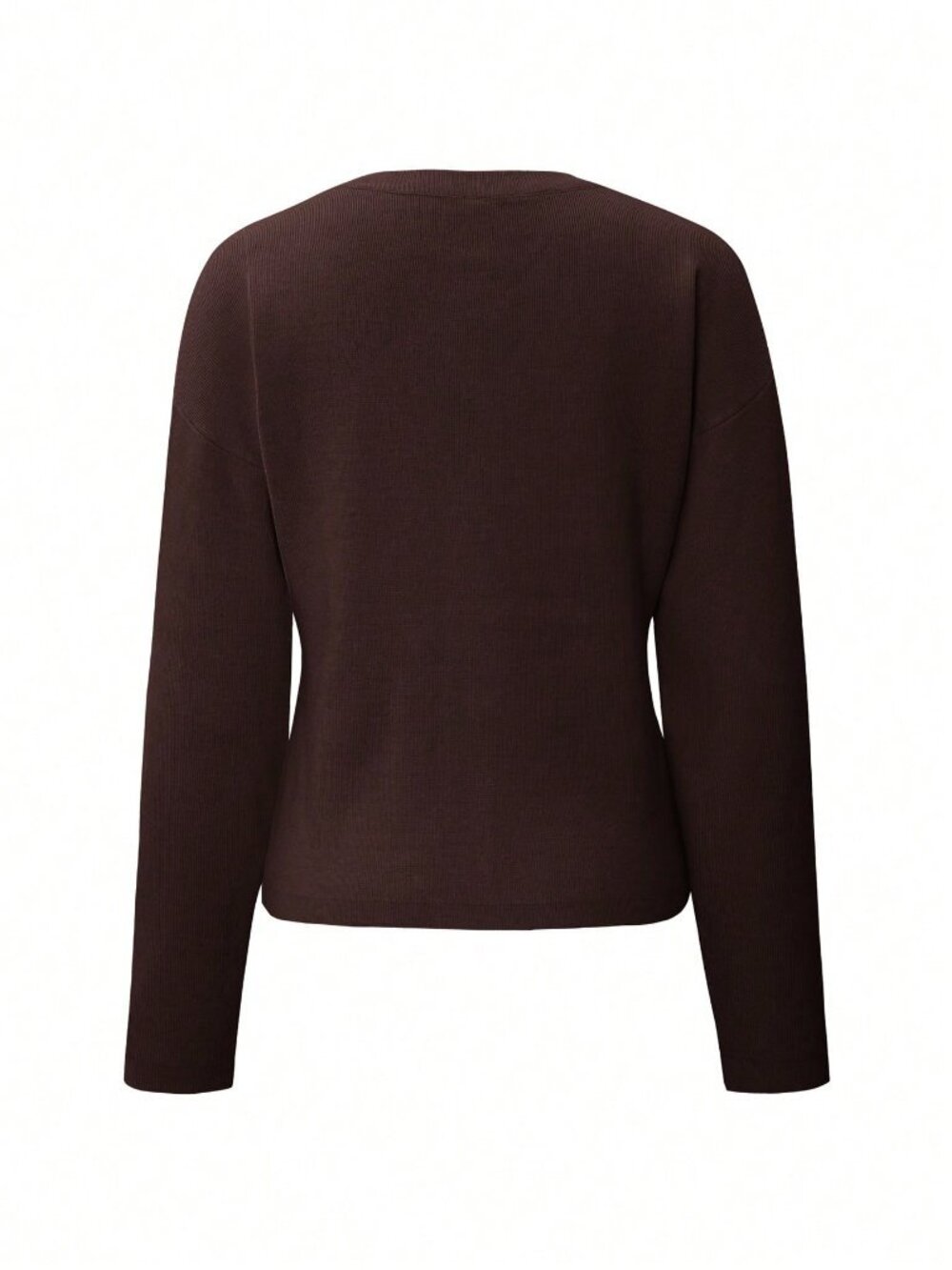 Brown Casual Women's  Long Sleeve Button DesignCardigan Sweater - Picture 7 of 11